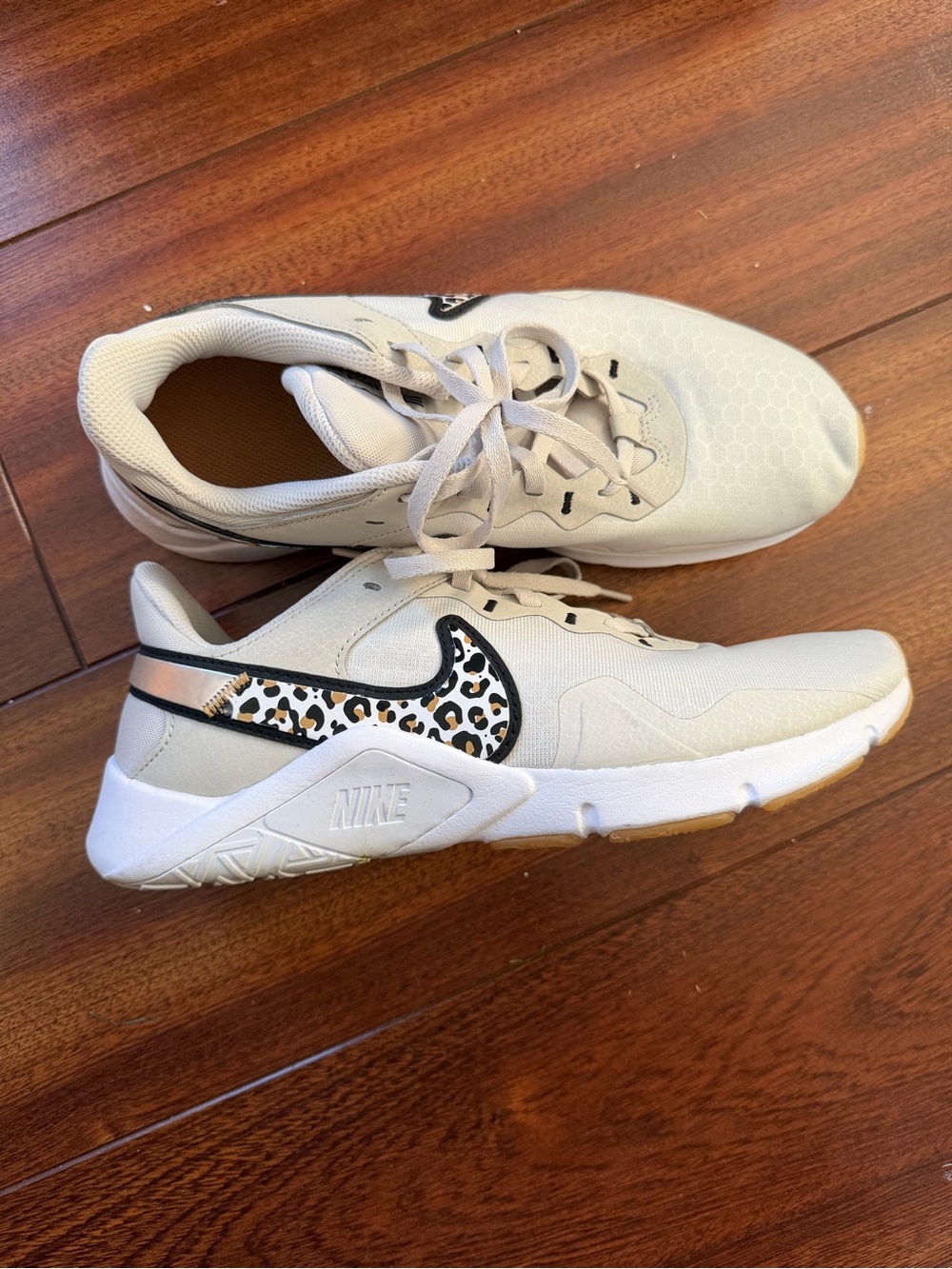 Nike Women’s Beige Trainer with Leopard Swoosh